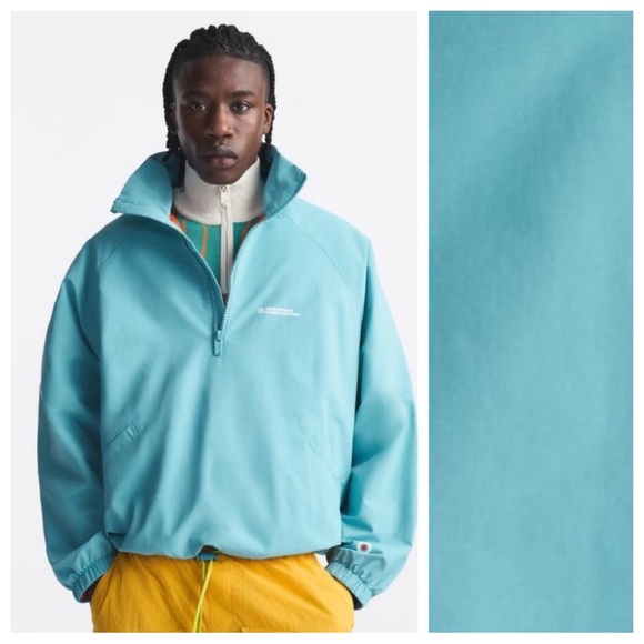 NWT. ZARA X RHUIGI Blue Windbreaker Full Zip Human Uniform Jacket. Size S-M.
